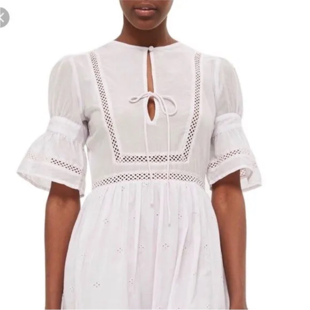 TopShop | Broderie Anglaise | Cotton Eyelet Midi Dress | Pastel Lilac | Size 4